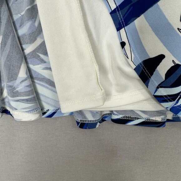 Eliza J Womens Dress 4 Blue Palm Leaf Jersey Knit Ruched Tropical Resort Vacay - Picture 3 of 12